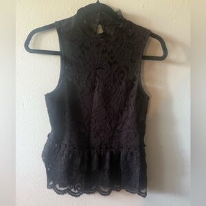 Express Black Lace Peplum Blouse